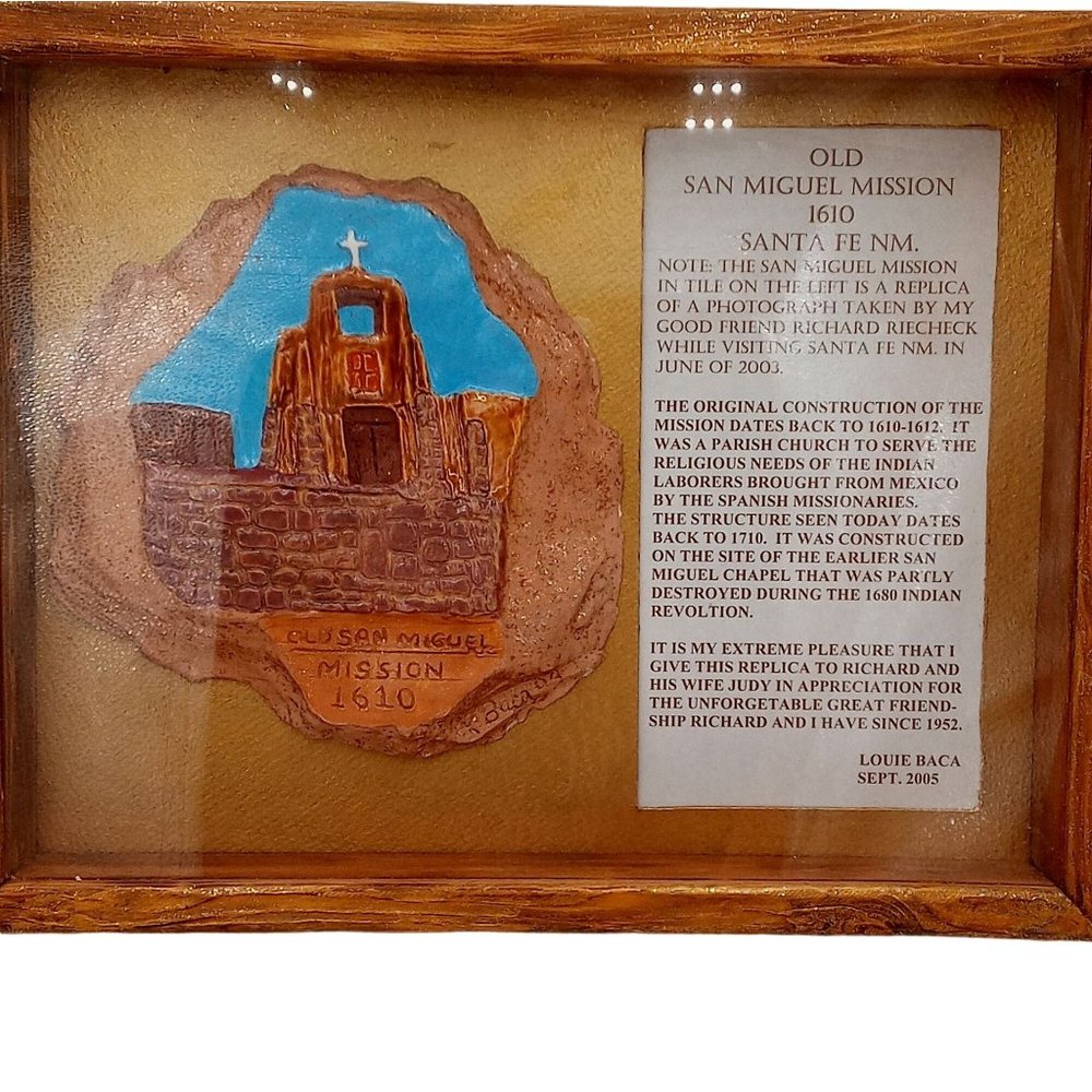 Old San Miguel Mission Ceramic Art Sculpture Shadowbox Signed OOAK Carved